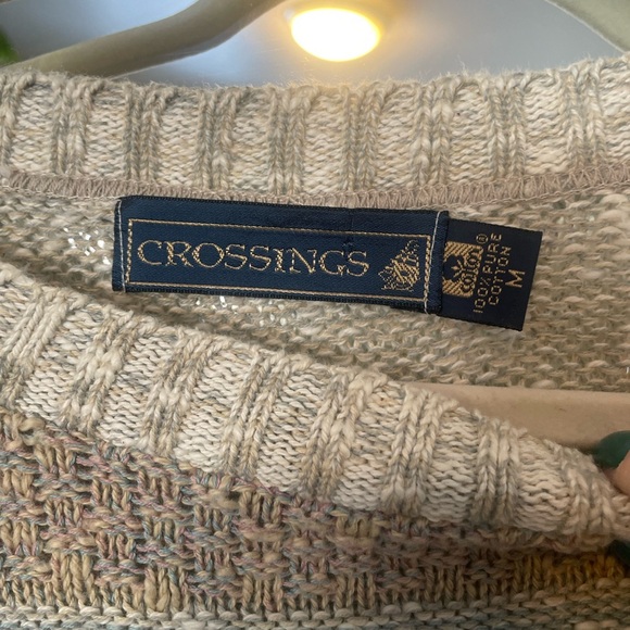 Y2K Cozy Beige and Blue Patterned Sweater - Picture 4 of 8